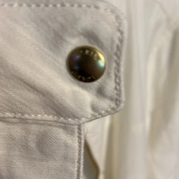 NWT. J.Crew Cream linen jacket with zipper and gold buttons. Size L - Picture 4 of 5